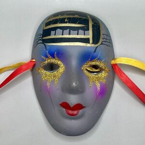 Mini Venetian Wall Mask 4"x3" Hand Painted Glitter Decor Carnevale Mardi Gras